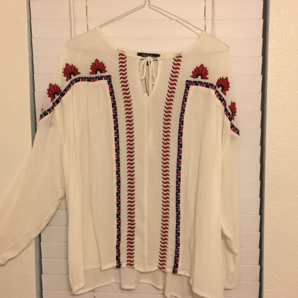 Boho cream 3/4 sleeve top